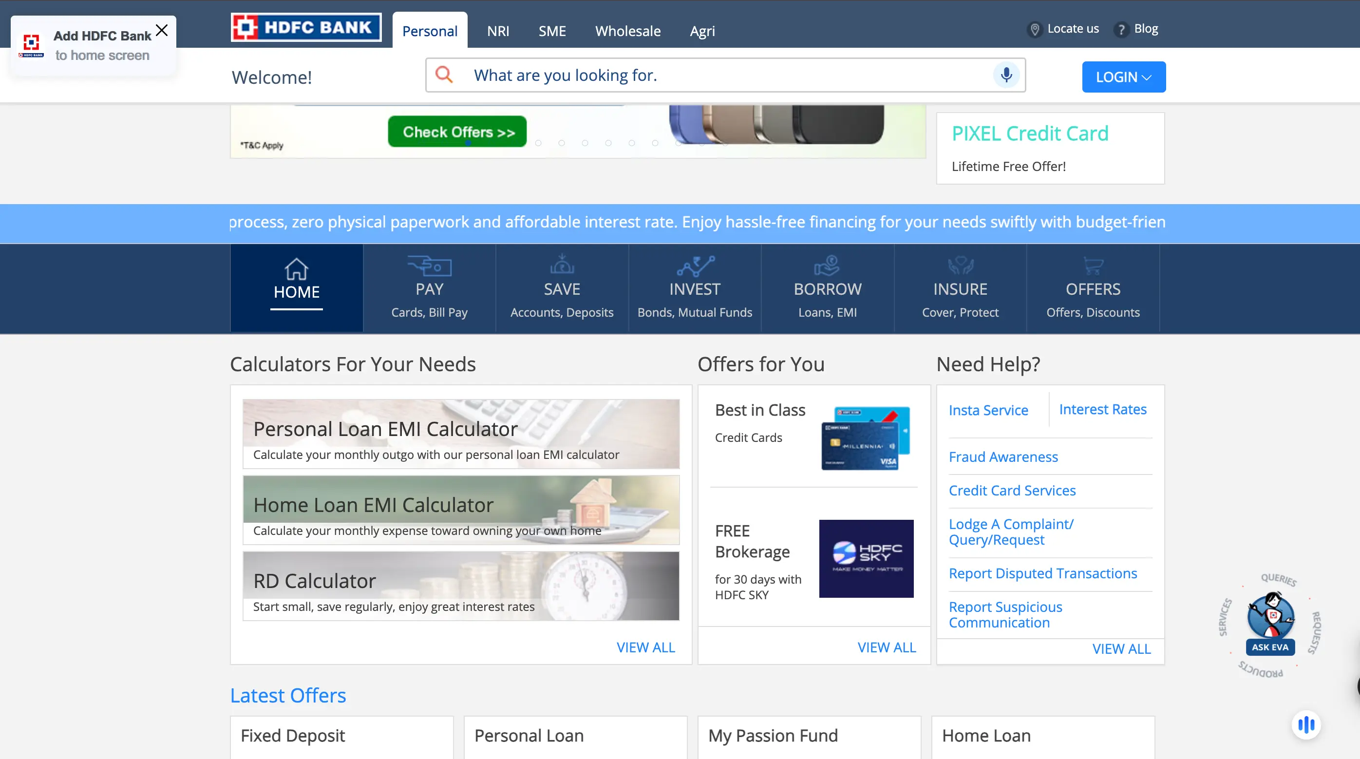 HDFC Bank Official Website to apply for Infinia Credit Card